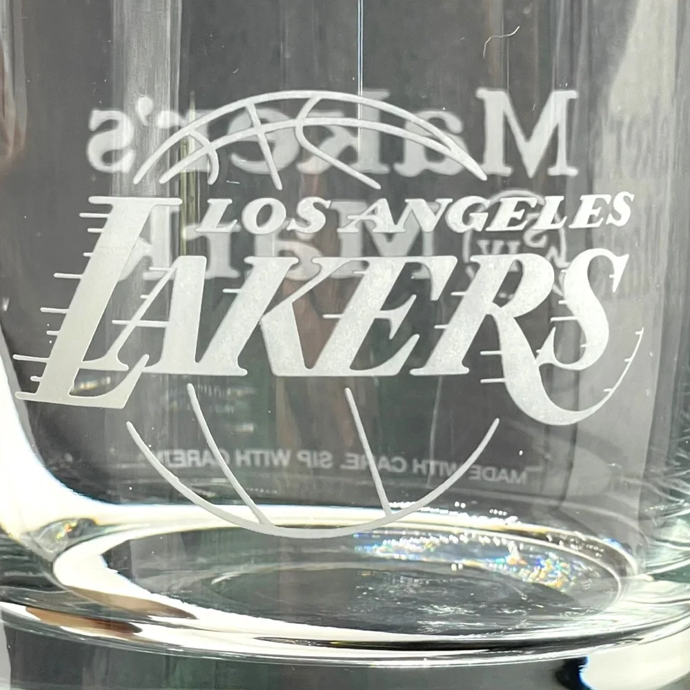 Los Angeles Lakers Maker's Mark Bourbon Whiskey Lowball Rocks Glass Set of 2 NBA
